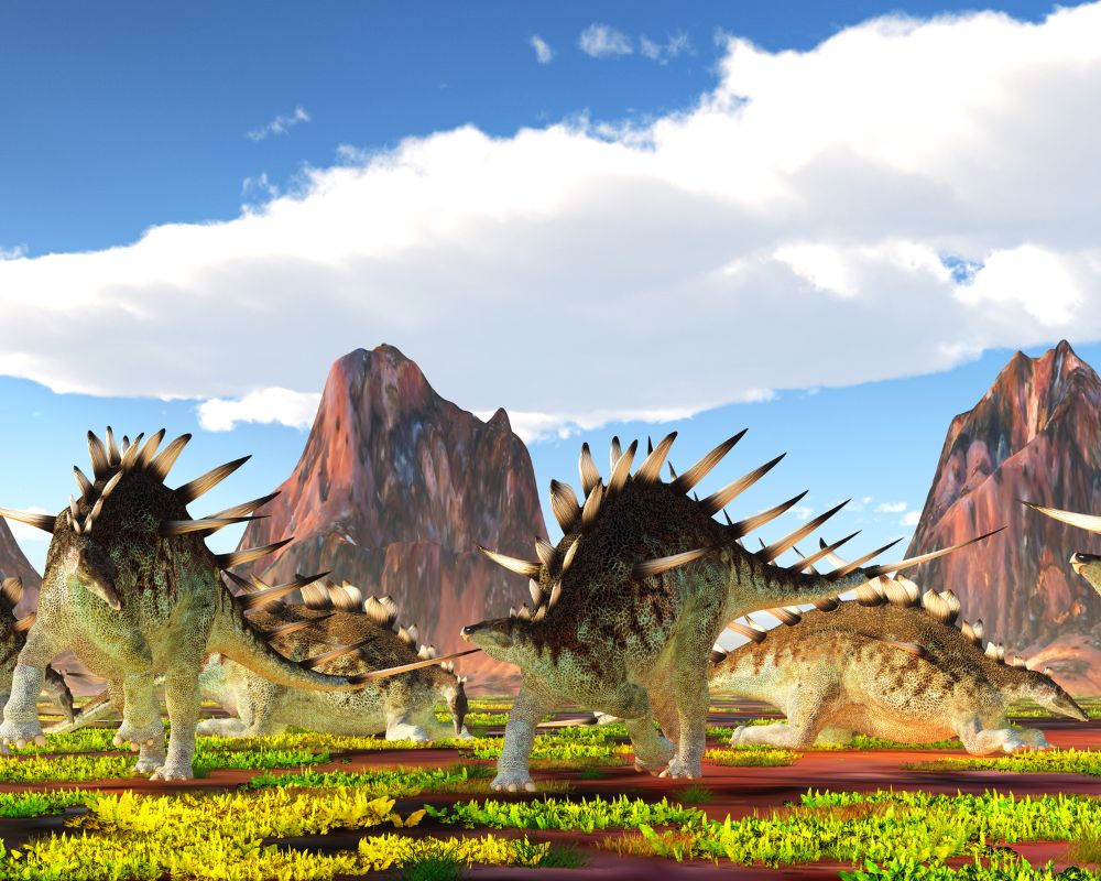 Kentrosaurus in a herd